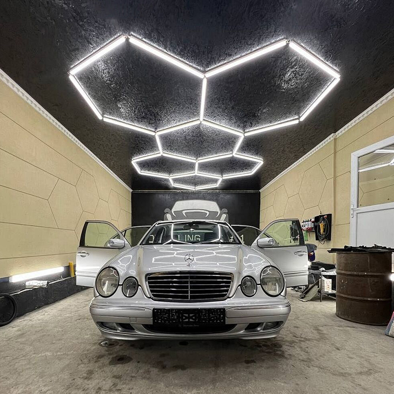 Lumini Hexagon LED Lights 6 Grid - Custom Garage Lighting Solution